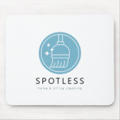 Modern Broom Logo Blue Cleaning Service Mousepad (Vorne)