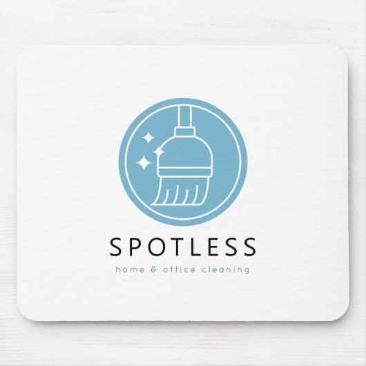 Modern Broom Logo Blue Cleaning Service Mousepad (Vorne)