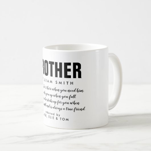 Modern Brother Zitat schwarz-weiß Kaffeetasse (VorderseiteRechts)