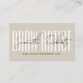 Modern brow artist script typography beige treuekarte (Vorderseite)