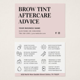 Modern Brow Tint Aftercare Instructions Card