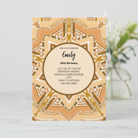 Modern Brown Abstract Geometric Pattern Einladung (Stehend Vorderseite)