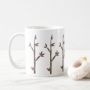 Modern Brown Bamboo Shoots and Blätter Silhouette Kaffeetasse
