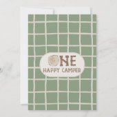 Modern Brown Bären Zelt One Happy Camper Geburtsta Einladung (Rückseite)