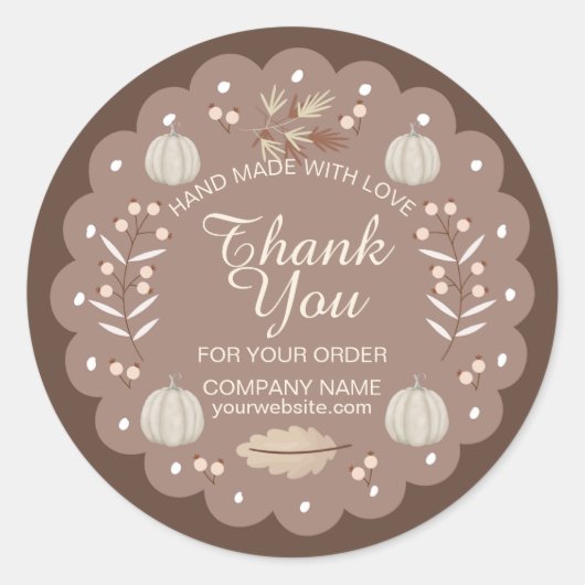 Modern Brown Beige Pumpkin Gewürz Herbst Runder Aufkleber (Vorderseite)