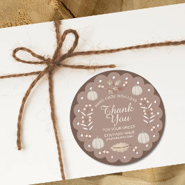 Modern Brown Beige Pumpkin Gewürz Herbst Runder Aufkleber