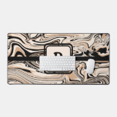 Modern Brown Black Pattern Monogram Schreibtischunterlage (Tastatur & Maus)