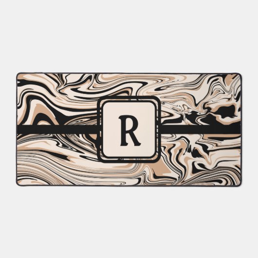 Modern Brown Black Pattern Monogram Schreibtischunterlage (Vorderseite)