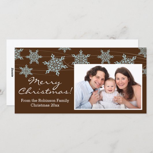 Modern Brown Blue Snowflakes Weihnachten (Vorne/Hinten)