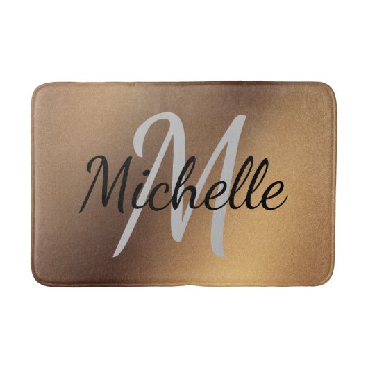 Modern Brown Bold Typografy & Name Monogram Badematte (Vorderseite)