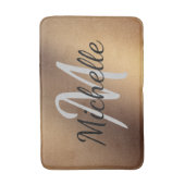 Modern Brown Bold Typografy & Name Monogram Badematte (Vorderseite Vertikal)