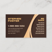 Modern Brown Brown Bakery Shop Backen Catering Visitenkarte (Rückseite)