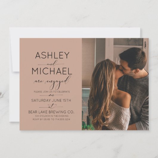 Modern Brown Calligraphy 2 Foto Einladung (Vorderseite)