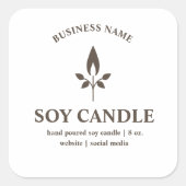Modern Brown Candle Logo Label Quadratischer Aufkleber (Vorderseite)