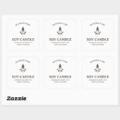 Modern Brown Candle Logo Label Quadratischer Aufkleber (Blatt)