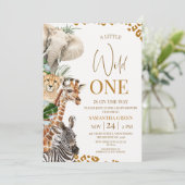 Modern Brown Cheetah Safari Wild One Baby Shower Einladung (Stehend Vorderseite)