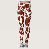 Modern Brown Cow Spots Print Cowboy Bauer Leggings (Vorderseite)