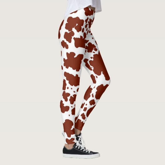 Modern Brown Cow Spots Print Cowboy Bauer Leggings (Rechts)