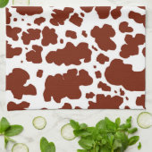 Modern Brown Cow Spots Print Cowboy Geschirrtuch (Gefaltet)