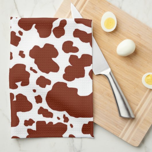 Modern Brown Cow Spots Print Cowboy Geschirrtuch (Viertel Falte)