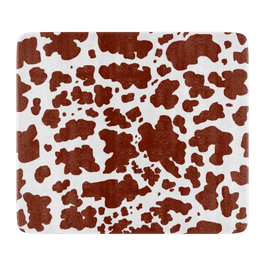 Modern Brown Cow Spots Print Cowboy Schneidebrett (Vorderseite)