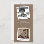 Modern Brown Diagonal Stripes Foto Abschluss Ankündigung (Rückseite)