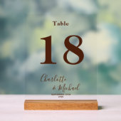 Modern Brown Elegant Wedding Table Number Acrylschild (Neutral)