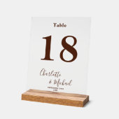 Modern Brown Elegant Wedding Table Number Acrylschild (Winkel)