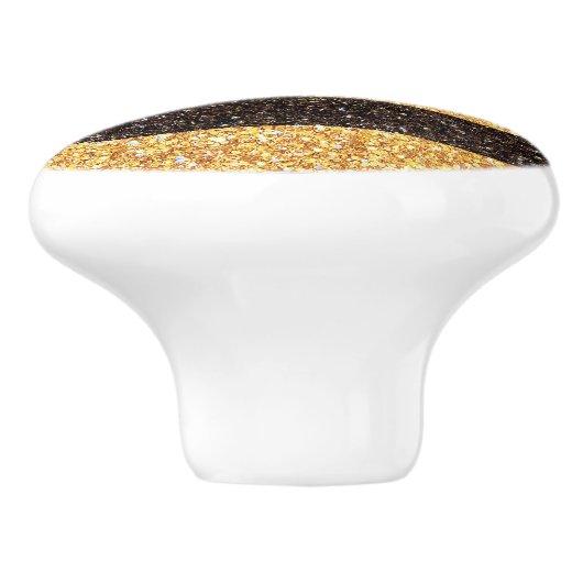 Modern Brown Gold Glitzer Bumblebestreifen Keramikknauf (Seitenansicht)