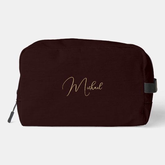 Modern Brown Gold Monogram Mens Womens Travel Gym Waschbeutel (Rückseite)