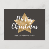 Modern Brown Gold Star Frohe Weihnachten Postkarte (Vorderseite)