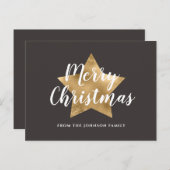 Modern Brown Gold Star Frohe Weihnachten Postkarte (Vorne/Hinten)