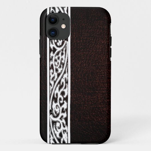 Modern Brown Leather Case-Mate iPhone Hülle (Rückseite)