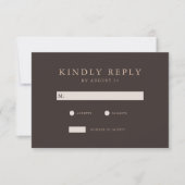 Modern Brown Minimalist Wedding RSVP Karte (Vorderseite)