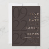 Modern Brown Minimalist Wedding Save The Date (Vorderseite)