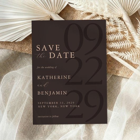 Modern Brown Minimalist Wedding Save The Date