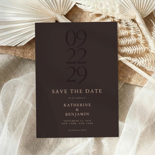 Modern Brown Minimalist Wedding Save The Date