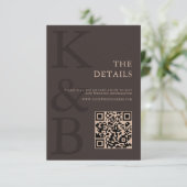 Modern Brown Monogram Minimalist Wedding Begleitkarte (Stehend Vorderseite)