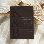 Modern Brown Monogram Minimalist Wedding Einladung<br><div class="desc">Easily personalize your wedding invitations with this editable template. Features minimal elegant typography design in brown color.</div>