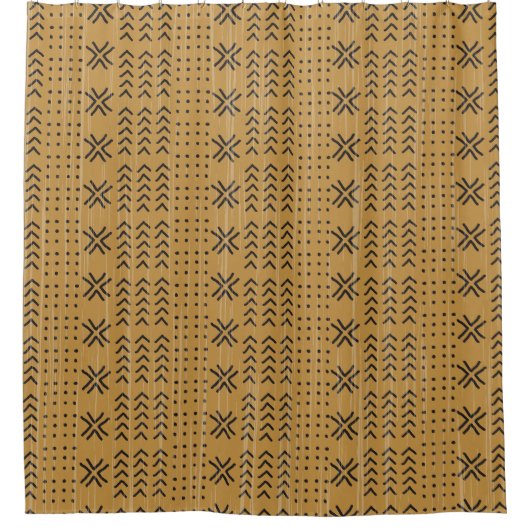 Modern Brown Mudcloth African Pattern Duschvorhang (Vorderseite)