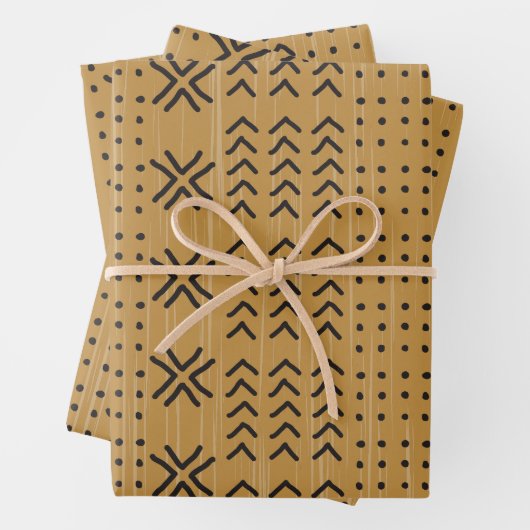 Modern Brown Mudcloth African Pattern Geschenkpapier Set (Beispiel)