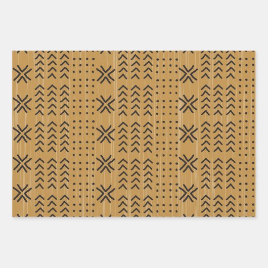 Modern Brown Mudcloth African Pattern Geschenkpapier Set (Vorderseite)