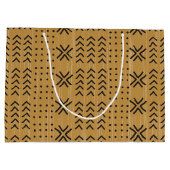 Modern Brown Mudcloth African Pattern Große Geschenktüte (Rückseite)
