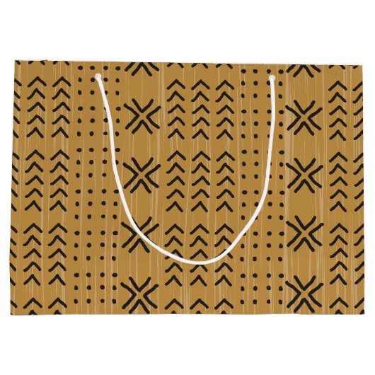 Modern Brown Mudcloth African Pattern Große Geschenktüte (Rückseite)