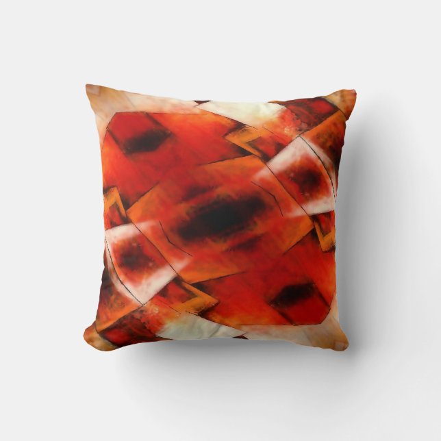 Modern Brown Orange Red Soft Abstrakt Kissen (Vorderseite)
