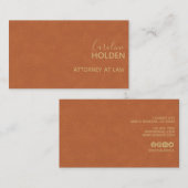 Modern Brown Pebbled Leder Textur Beruflich Visitenkarte (Vorne/Hinten)