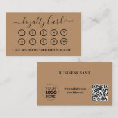 Modern Brown QR Code Business-Logo Treuekarte (Vorne/Hinten)
