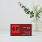 Modern Brown Red Bold Monogram, Professional Schli Visitenkarte (Stehend Vorderseite)