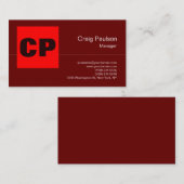 Modern Brown Red Bold Monogram, Professional Schli Visitenkarte (Vorne/Hinten)