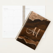 Modern Brown Rose Gold Glitzer Agate Monogram 2024 Planer (Anzeige)